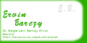 ervin barczy business card